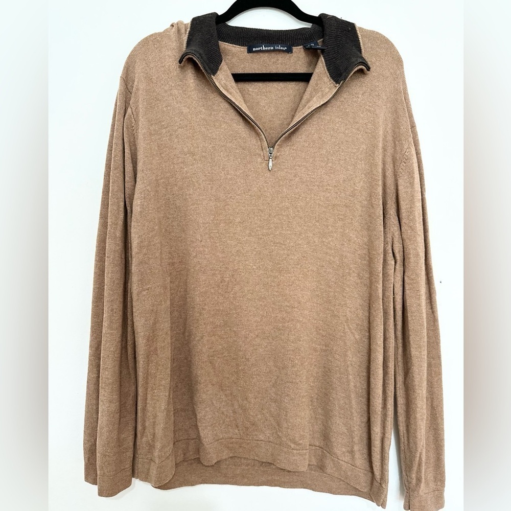 Northern Isles Size XL Large Men's Cashmere Blend 1/4 Zip Pullover Sweater LS